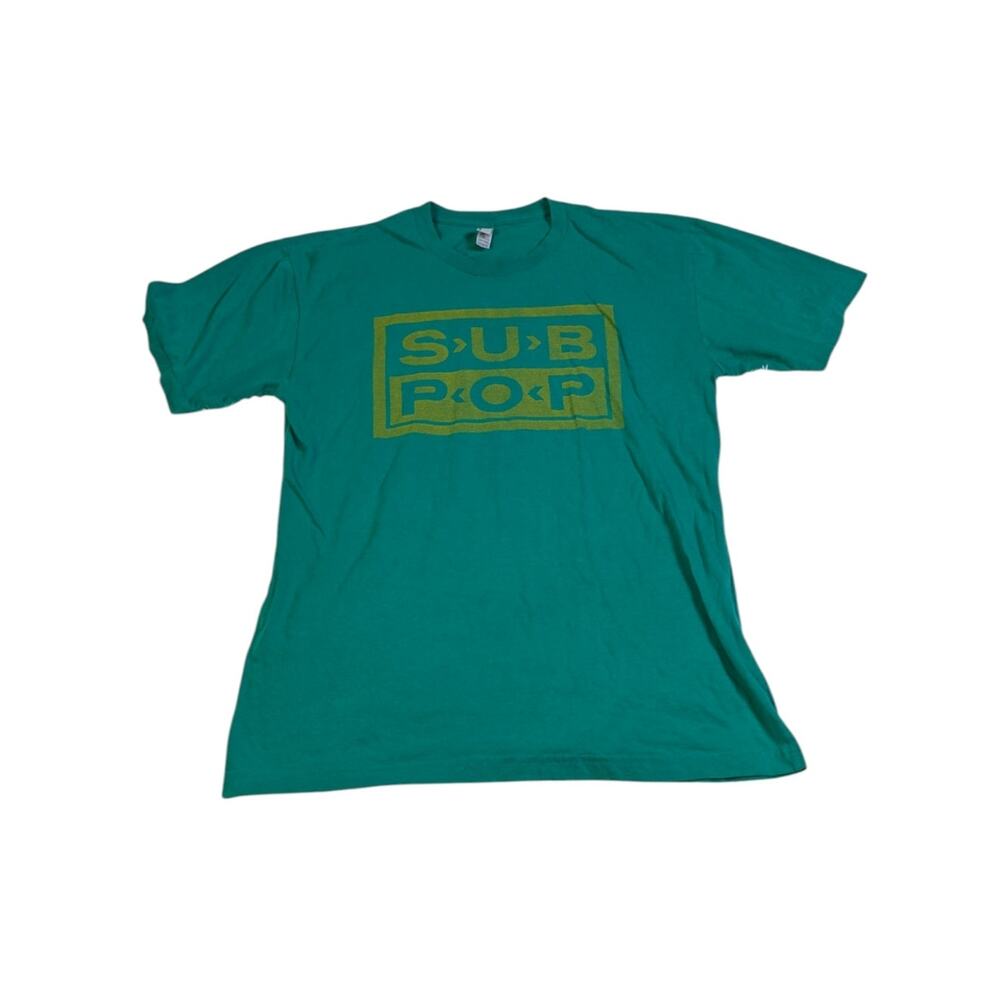 Sub Pop Records Logo T Shirt Mens Large Green American Apparel Indie Rock